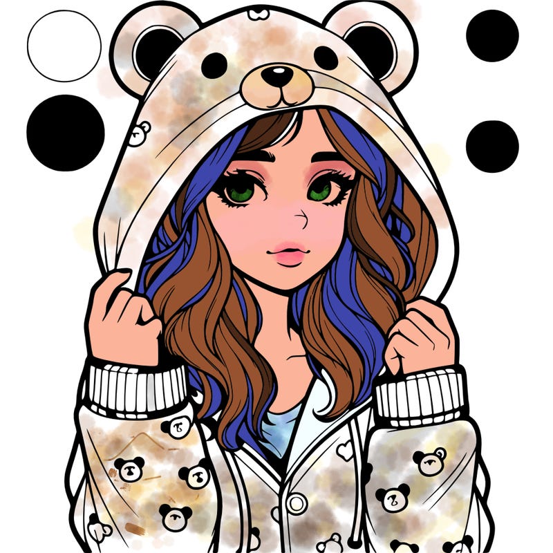 realistic girl in a animal pjs hoodie