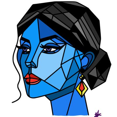 geometric art illustration of a woman's face