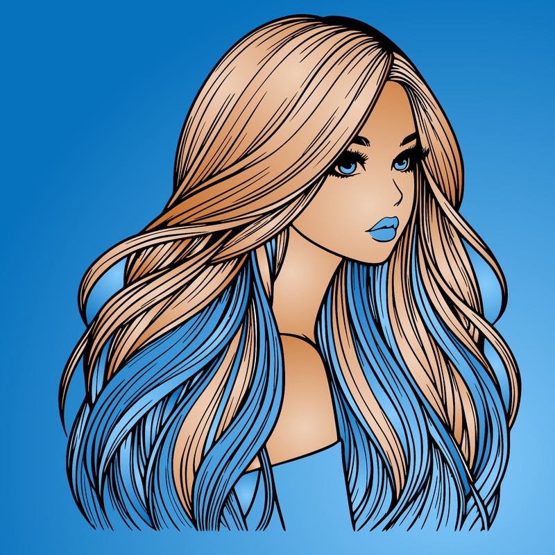 realistic girl with long realistic hair