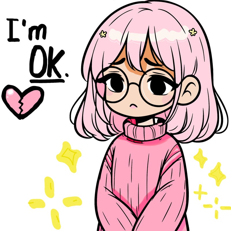 sad girl with glasses in a sweater