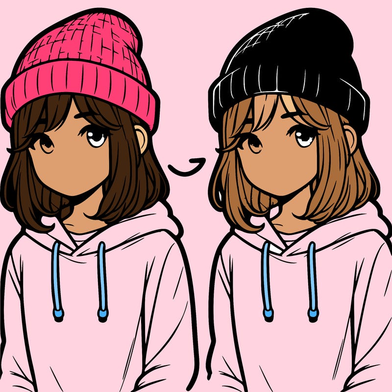 girl with shoulder length hair, a beanie and a hoodie