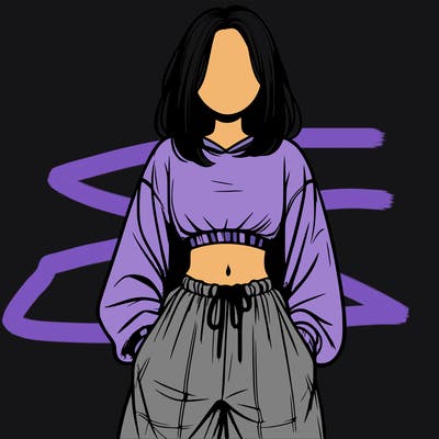 realistic girl faceless with baggy pants and a crop top