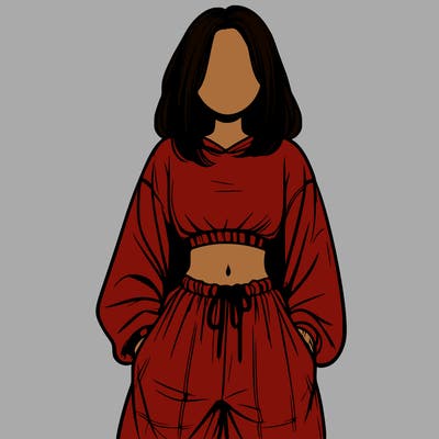 realistic girl faceless with baggy pants and a crop top