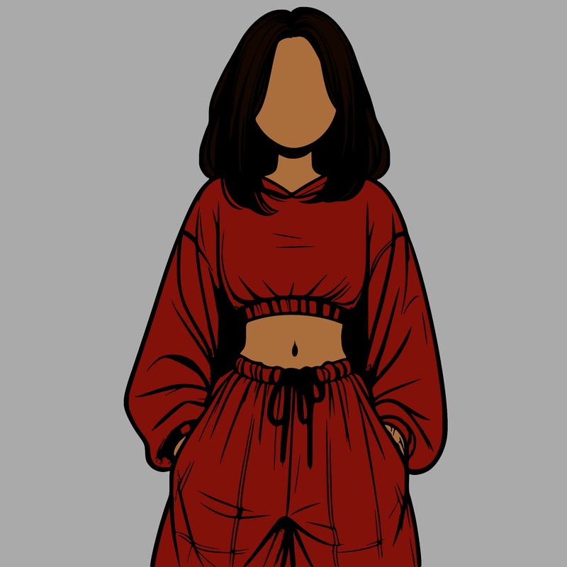 realistic girl faceless with baggy pants and a crop top