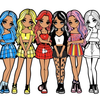 a group of girls realistic