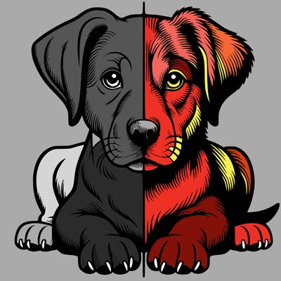 realistic dog split picture