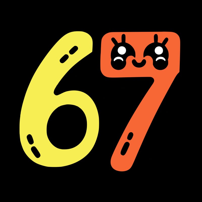 the numbers 67