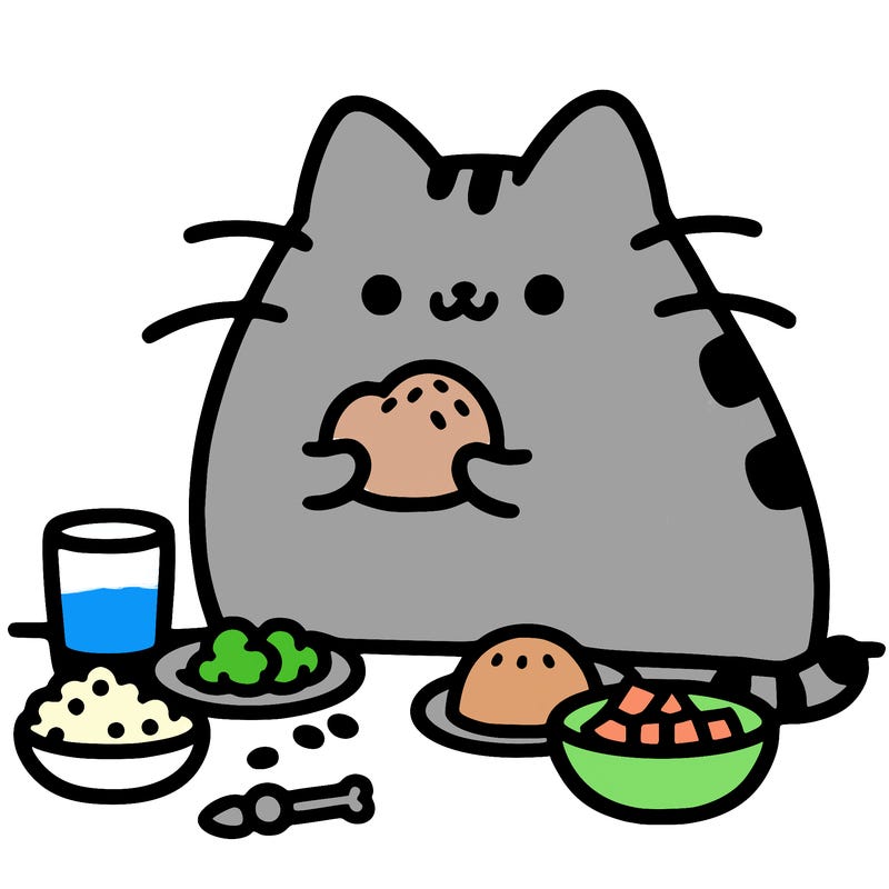 pusheen eating food