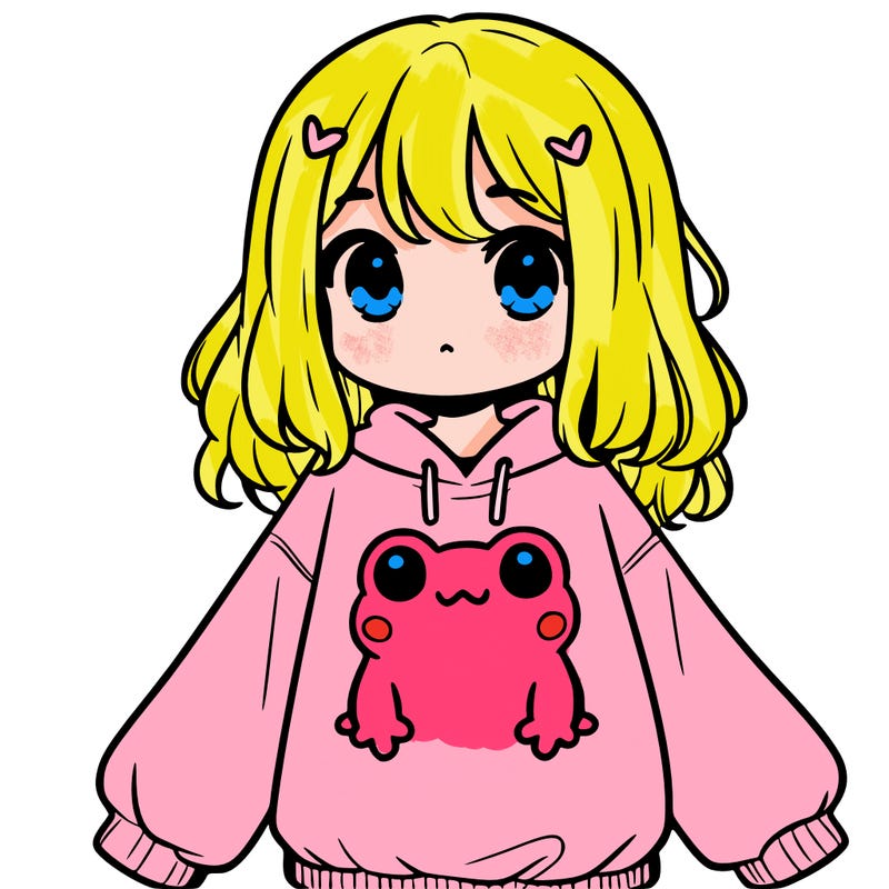 girl wearing frogging sweatshirt