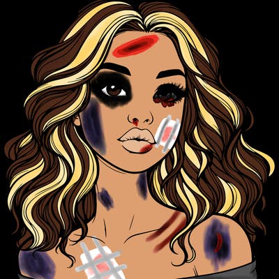 realistic girl with wavy hair and lips