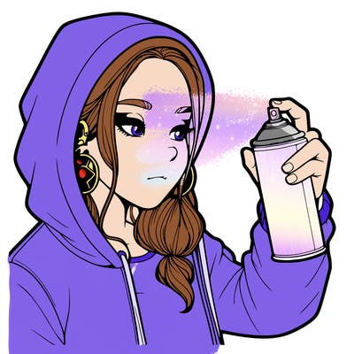 a realistic girl, spray painting