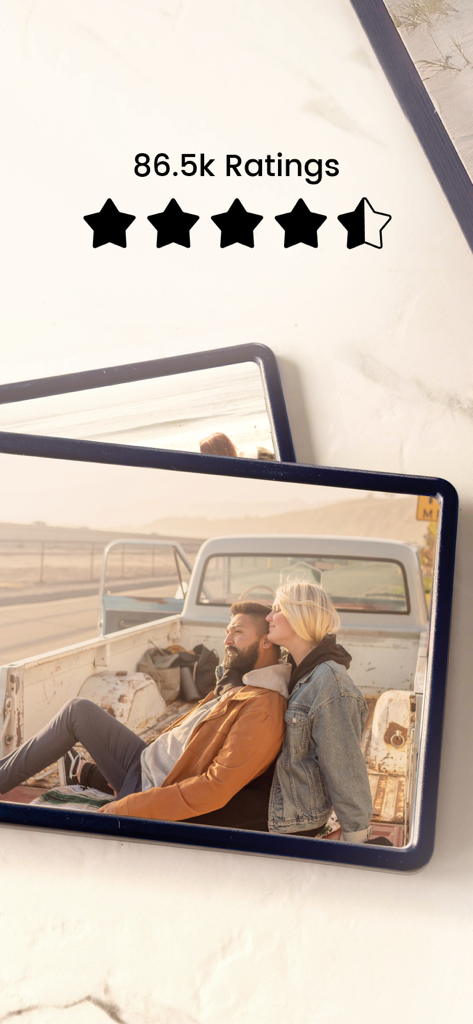 Printicular app showing high customer ratings and framed photo prints