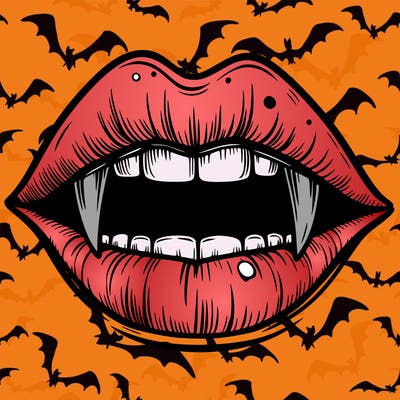 lips with vampire teeth