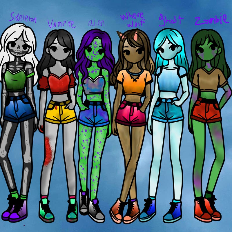 a group of girls wearing crop tops and shorts