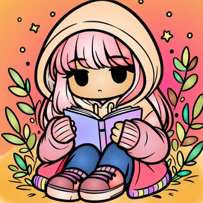 girl in oversized hoodie reading a book