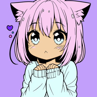 shy anime catgirl