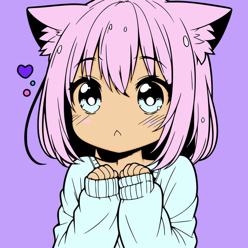 shy anime catgirl