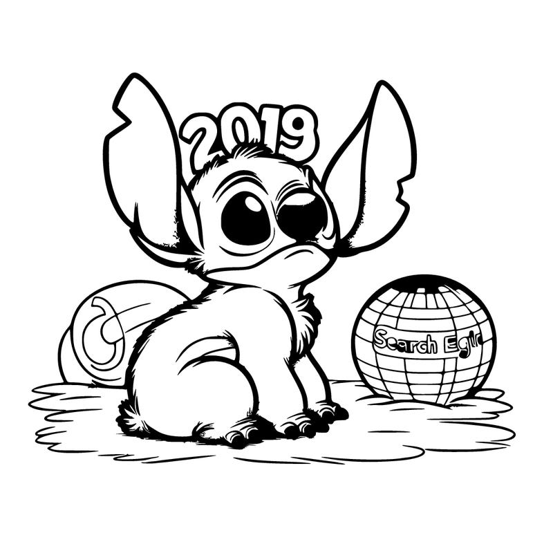 a animal that is blue, which is called stitch on the top of his head and and a year on one side the other side you can look google google