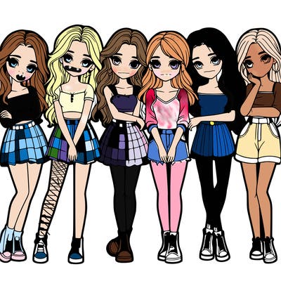 a group of girls realistic