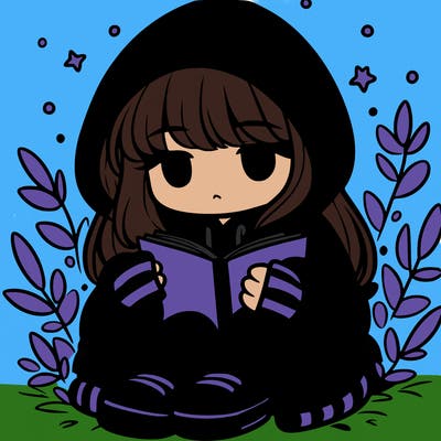 girl in oversized hoodie reading a book