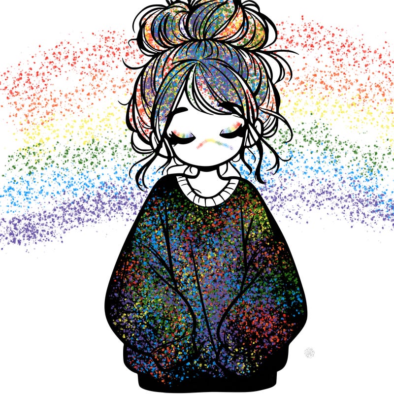 girl with baggy sweatshirt and messy bun