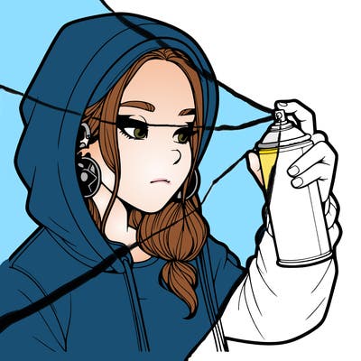 a realistic girl, spray painting