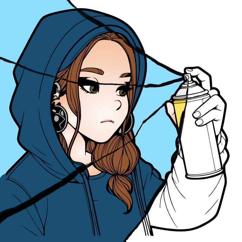 a realistic girl, spray painting