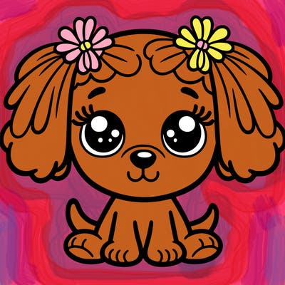 dog with pigtails