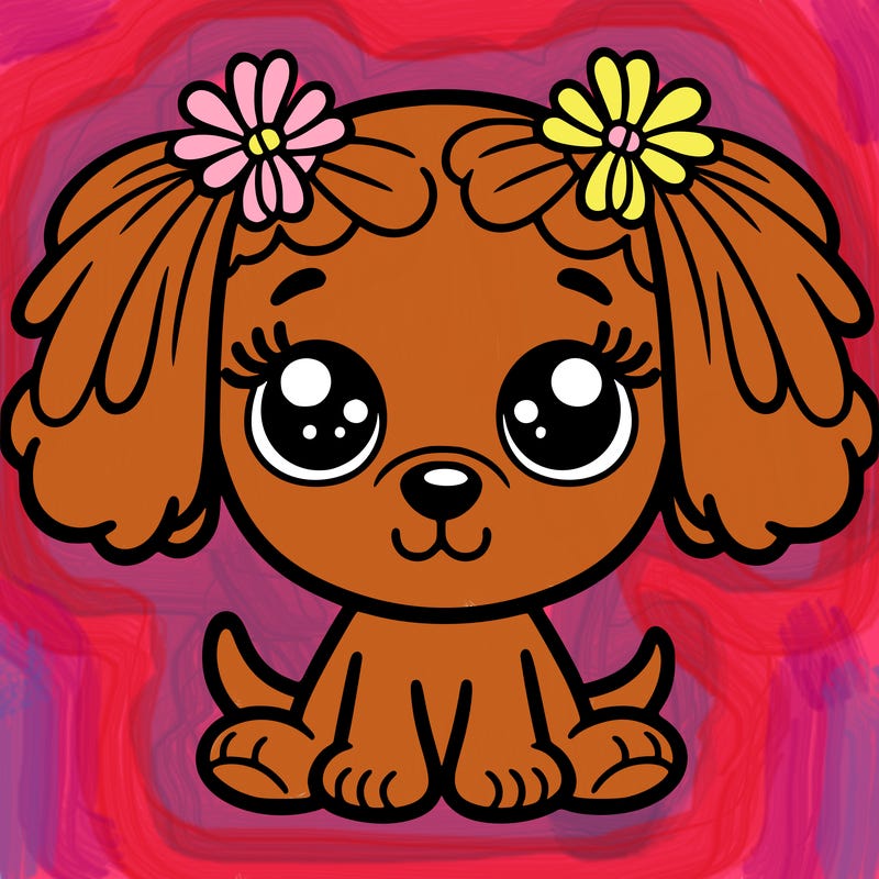 dog with pigtails