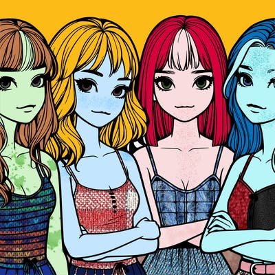 four realistic girls