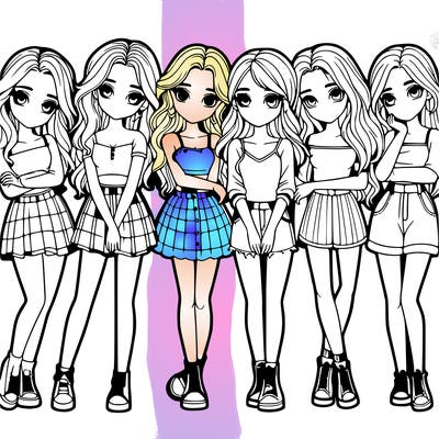 a group of girls realistic