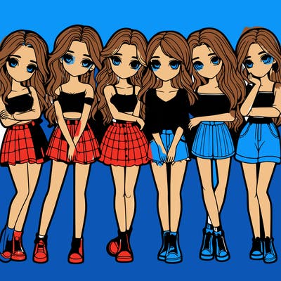 a group of girls realistic