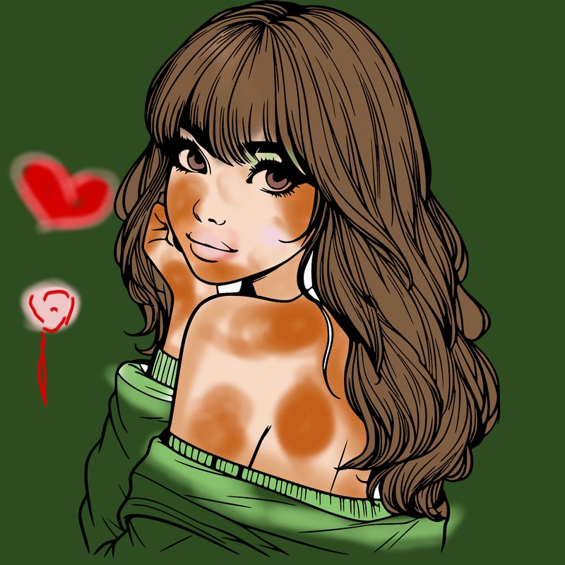 realistic girl with bangs looking over her shoulder