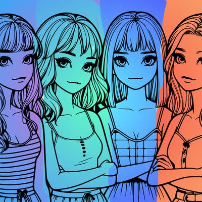 four realistic girls