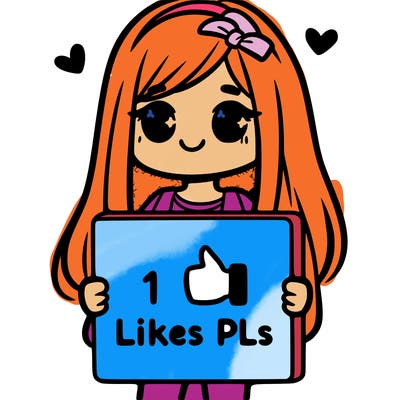 girl holding a sign saying 10 likes pls