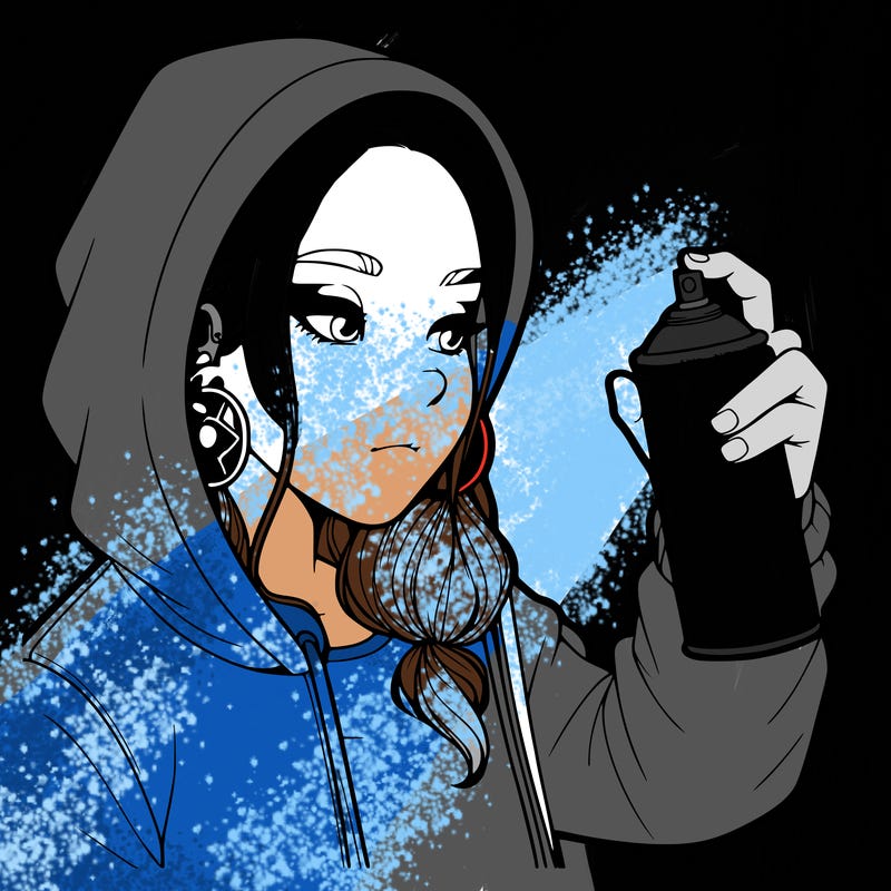 a realistic girl, spray painting