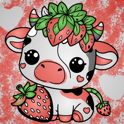 cute strawberry cow
