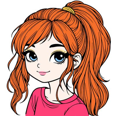 realistic girl with ponytail