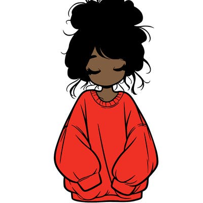 girl with baggy sweatshirt and messy bun