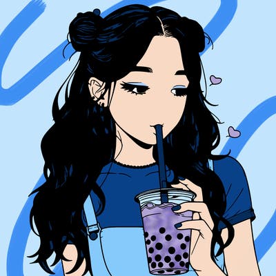 aesthetic realistic girl with boba