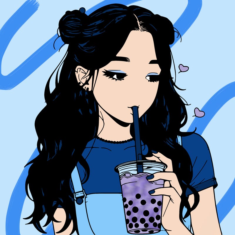 aesthetic realistic girl with boba