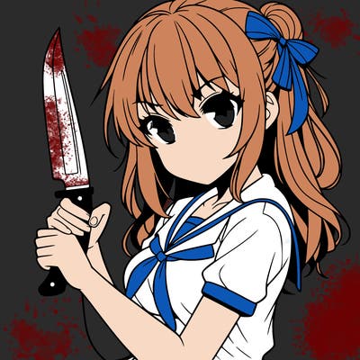girl holding a knife anime