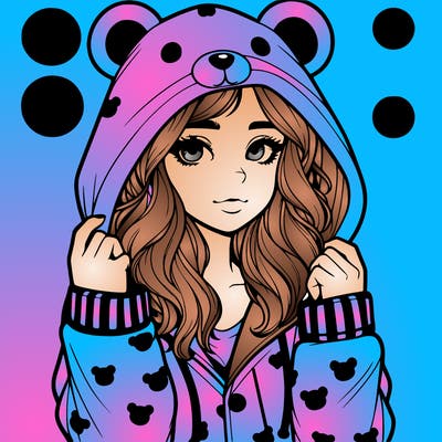 realistic girl in a animal pjs hoodie