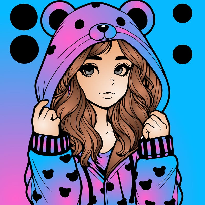 realistic girl in a animal pjs hoodie