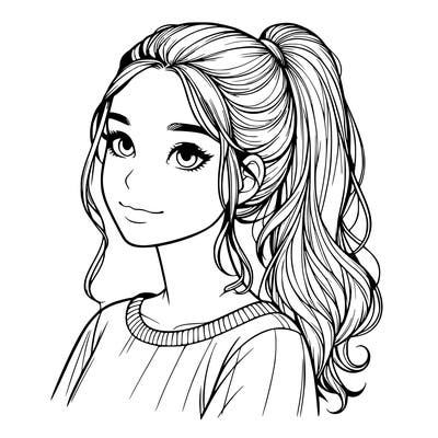 realistic girl with a ponytail