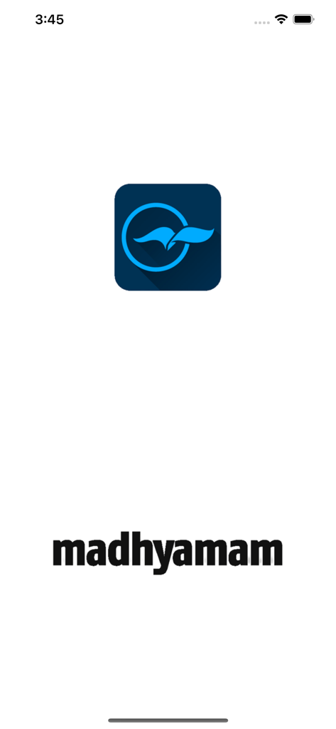Madhyamam - Écran de démarrage de l'application d'actualités Madhyamam montrant le logo et le titre.
