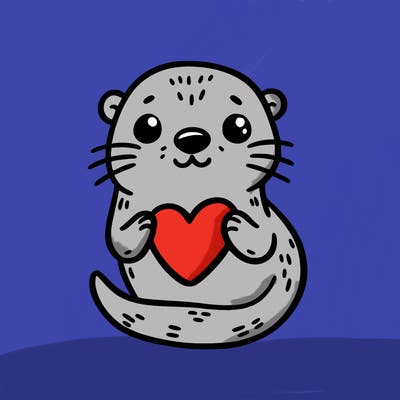 otter with a heart