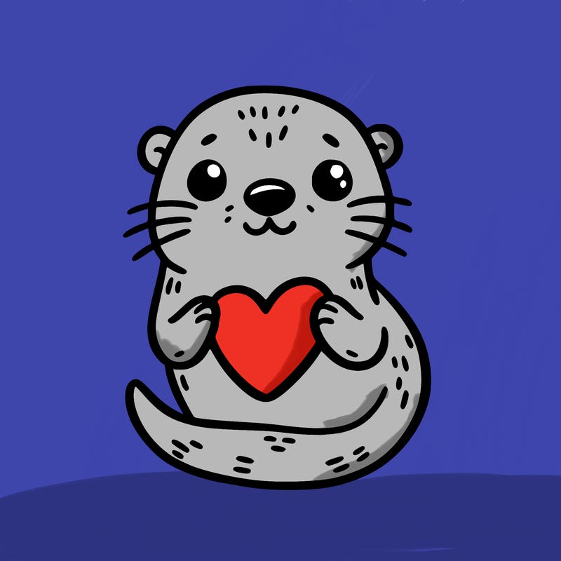 otter with a heart