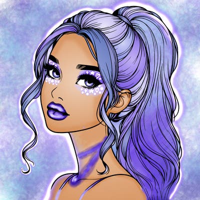 realistic girl with a ponytail on her hair and lips