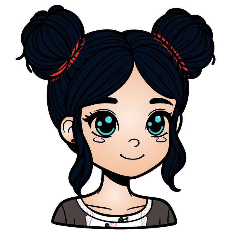 a 14 year old girl with two buns combed in her hair